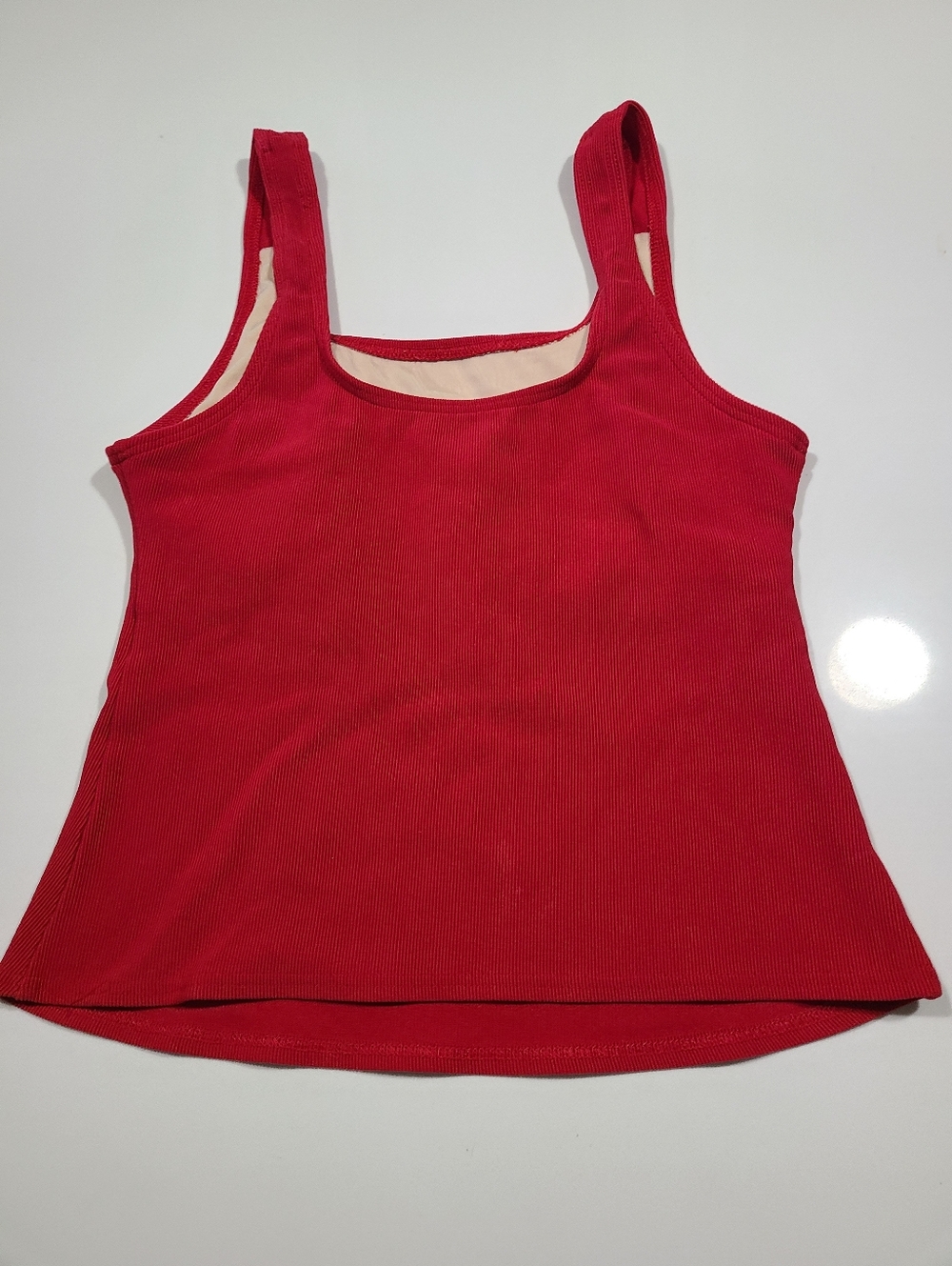 Lands' End Red Ribbed Swim Top In Size 6
